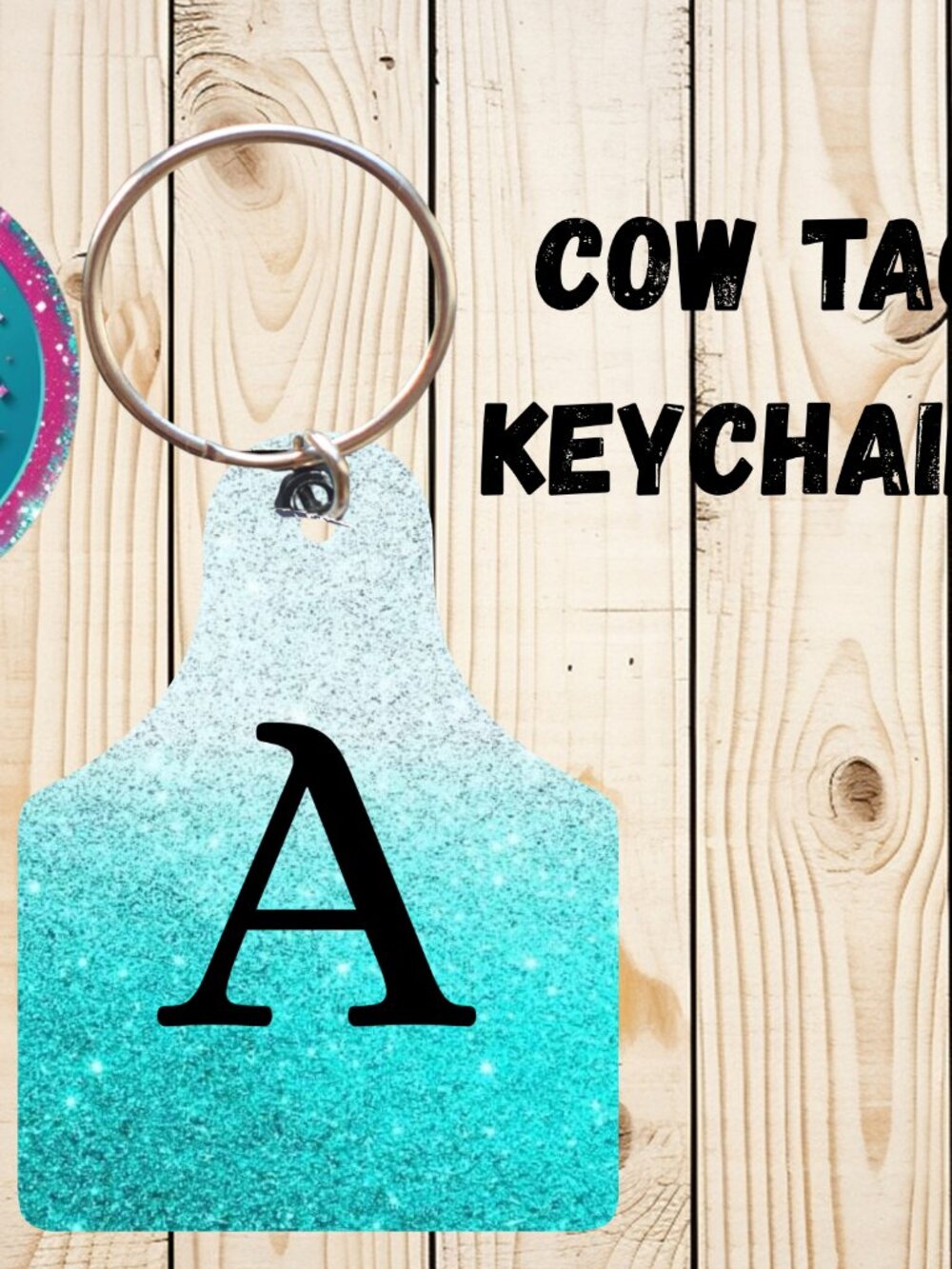 Monogram Cow Tag Keychain